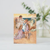 KRW Vintag Beach Illustration Postkarte (Stehend Vorderseite)