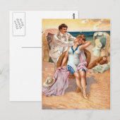KRW Vintag Beach Illustration Postkarte (Vorne/Hinten)