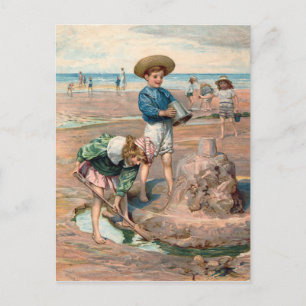 KRW Vintag Beach Illustration Postkarte