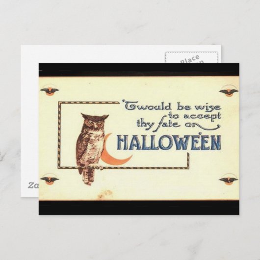 KRW Vintag Halloween Owl Postkarte (Vorne/Hinten)