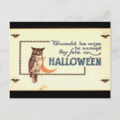 KRW Vintag Halloween Owl Postkarte (Vorderseite)