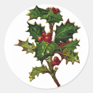 KRW Vintag Holly Design Weihnachtsaufkleber Runder Aufkleber