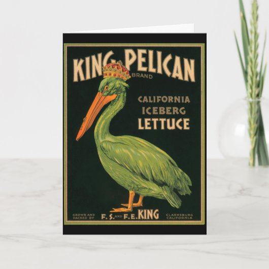 KRW Vintag King Pelican Lettuce Crate Label Karte (Vorderseite)