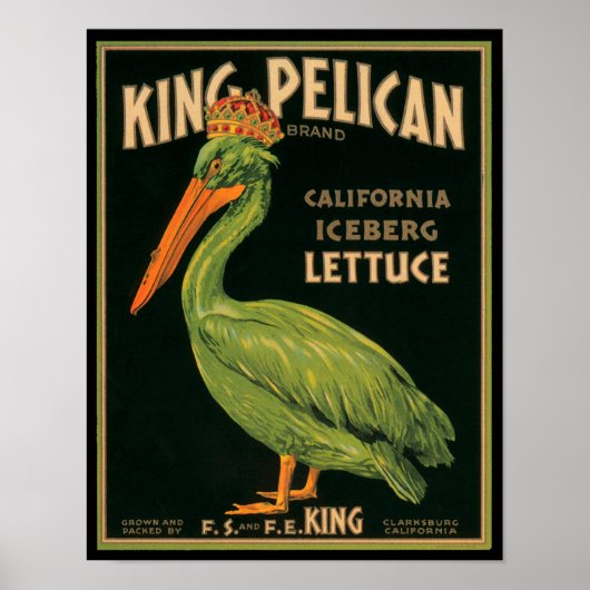 KRW Vintag King Pelican Lettuce Crate Label Poster (Vorne)