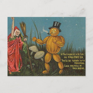 KRW Vintag Pumpkin Man Halloween Card Postkarte