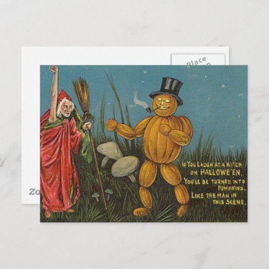 KRW Vintag Pumpkin Man Halloween Postkarte (Vorne/Hinten)
