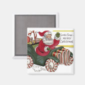 KRW Vintag Santa and Car Christmas Magnet (Vorderseite/Rückseite)