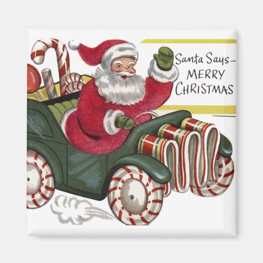 KRW Vintag Santa and Car Christmas Magnet (Vorne)