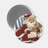 KRW Vintag Santa und Teddy Christmas Magnet (Vorderseite/Rückseite)
