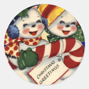 KRW Vintag Snowpair Weihnachtsaufkleber Runder Aufkleber