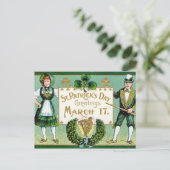 KRW Vintag St Patrick's Day Postkarte (Stehend Vorderseite)