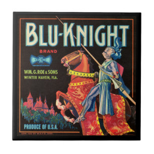 KRW Vintage Blu-Knight Fruchtkistenetikett Fliese
