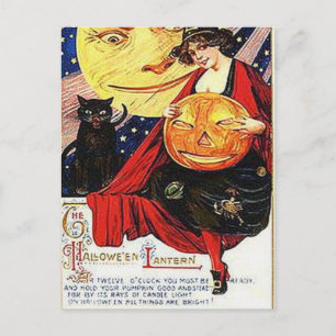 KRW Vintage Halloween-Laternen-Postkarte Postkarte