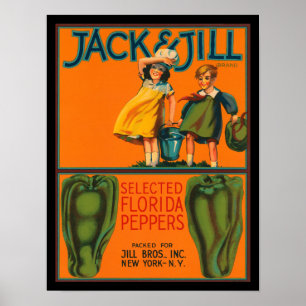 KRW Vintage Jack- und Jill-Paprikaschoten-Kratetik Poster