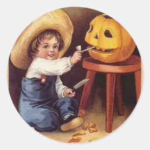 KRW Vintage Kürbis schnitzen Halloween Runder Aufkleber