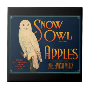 KRW Vintage Schnee-Eule-Äpfel Obstkistenetikett Fliese