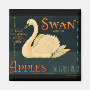 KRW Vintage-Schwan-Äpfel Obstkisten-Etikett-Magnet Magnet