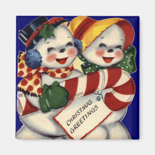 KRW Vintage Snowcouple Weihnachtsmagnet Magnet