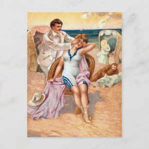KRW Vintage Strand Illustrations Postkarte