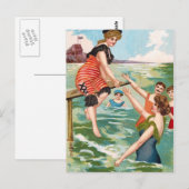 KRW Vintage Strand Illustrations Postkarte (Vorne/Hinten)
