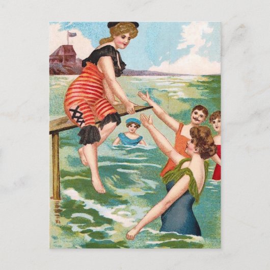 KRW Vintage Strand Illustrations Postkarte (Vorderseite)