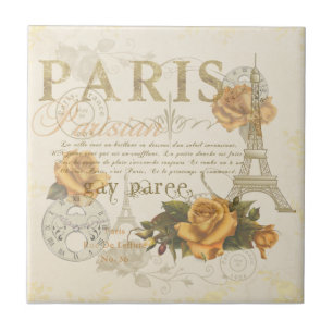 KRW Vintage Style Paris Rosen Eiffelturm Kachel