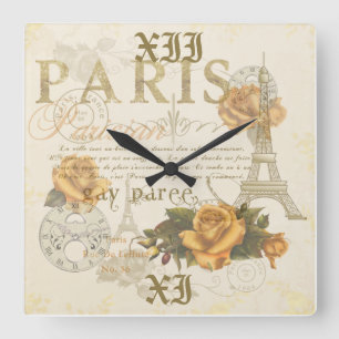 KRW Vintage Style Paris Rosen Eiffelturm Uhr