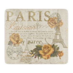 KRW Vintage Style Paris Rosen und Eiffelturm Schneidebrett