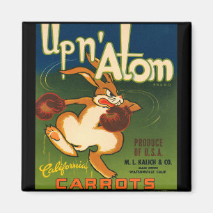 KRW Vintage Up N Atom Karotten Kistenetikett Magne Magnet