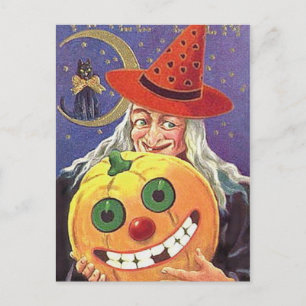 KRW Vintages Halloween Hexenkarte Postkarte