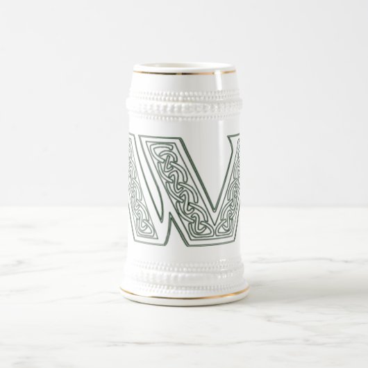 KRW - W - Keltischer mit Monogramm Stein Bierglas (Mittel)