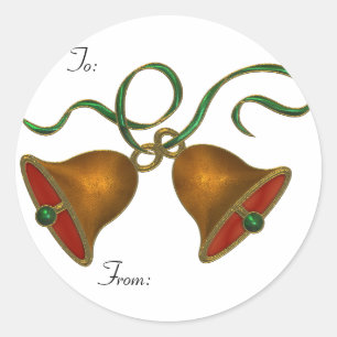 KRW-Weihnachten Bell nach und von Stock auf Runder Aufkleber