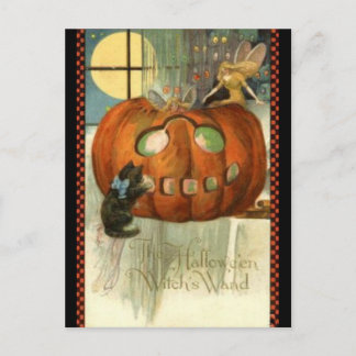 KRW Witches Wand Vintag Halloween Postkarte
