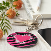 KRW Zebra Herz-Wirbel Rosa und schwarze Namensnenn Schlüsselanhänger (Seite)