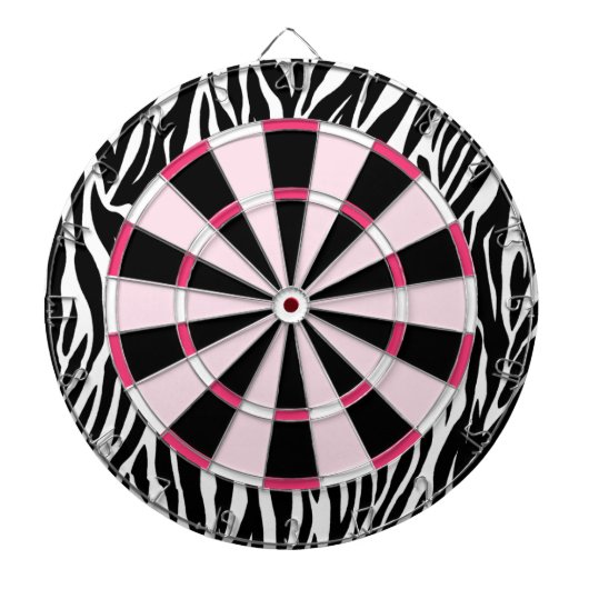 KRWzebra-Schwarzes und rosa Girly Dartboard Dartscheibe (vorne)