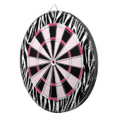 KRWzebra-Schwarzes und rosa Girly Dartboard Dartscheibe (Vorderseite rechts)