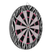 KRWzebra-Schwarzes und rosa Girly Dartboard Dartscheibe (Vorderseite Links)
