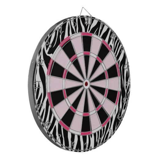 KRWzebra-Schwarzes und rosa Girly Dartboard Dartscheibe (Vorderseite Links)
