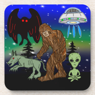 Kryptid, UFO, Big Foot, Chupacabra, Alien Mothman Getränkeuntersetzer