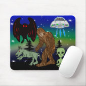 Kryptid, UFO, Big Foot, Chupacabra, Alien Mothman Mousepad (Mit Mouse)