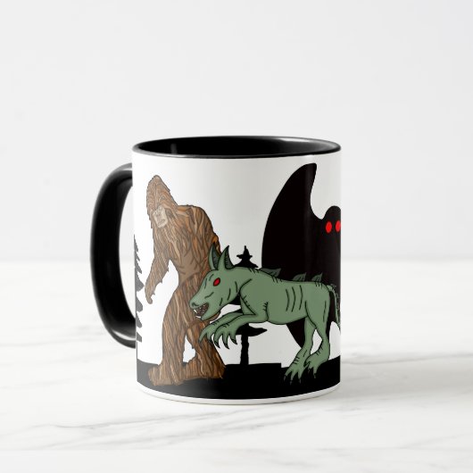 Kryptid, UFO, Big Foot, Chupacabra, Alien Mothman Tasse (Vorderseite Links)