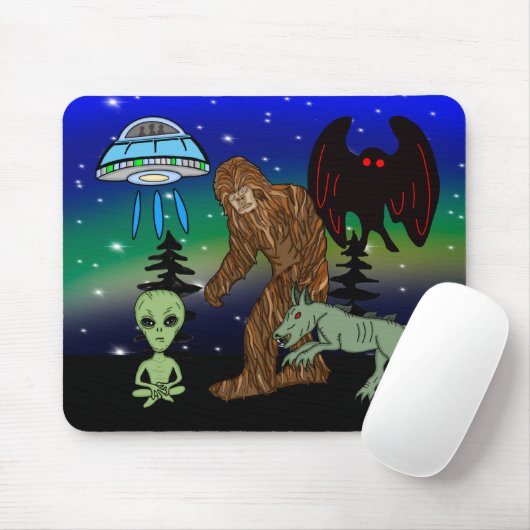 Kryptiden, Bigfoot, Sasquatch, Mothman, Alien, UFO Mousepad (Mit Mouse)