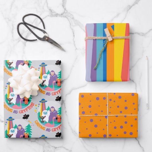 Kryptiden für Kinder Geschenkpapier Set (Vorderseite)