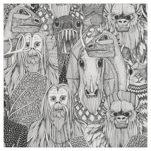 Kryptiden-Menge Schwarz Weiß Stoff (Muster)