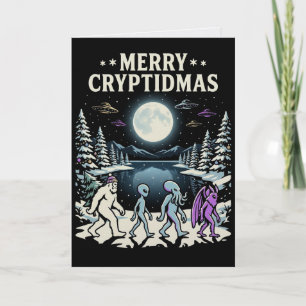 Kryptiden-Weihnachten Bigfoot Mothman Alien Karte