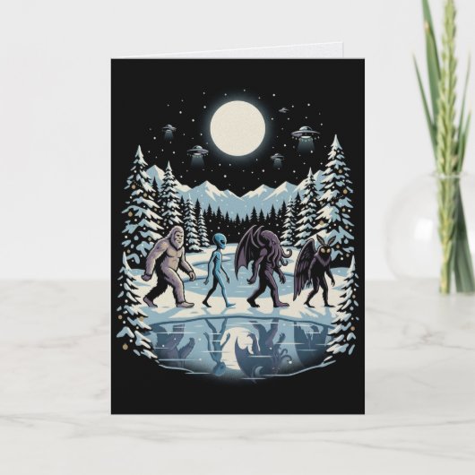 Kryptiden-Weihnachtskarte Bigfoot Cthulhu Karte (Vorderseite)