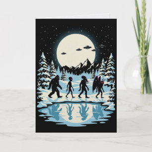 Kryptiden-Weihnachtskarte Bigfoot Cthulhu Mothman Karte