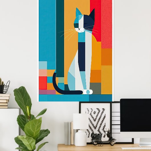 Kryptische Cat Pop Art Poster (Heimbüro)