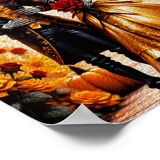 Kryptische Liebe - Halloween Skeleton-Gemälde Poster (Ecke)