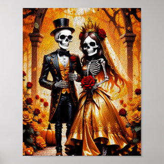 Kryptische Liebe - Halloween Skeleton-Gemälde Poster